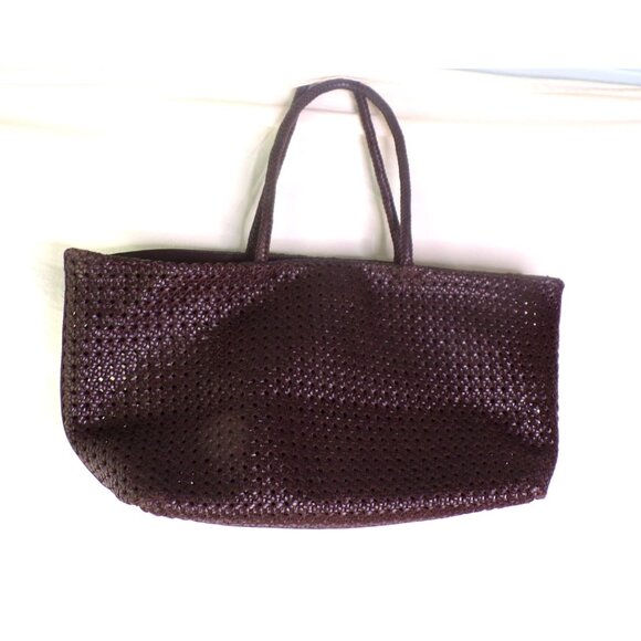 🆕MADEWELL Handwoven Cane Tote Handbag Dark Brown - Picture 5 of 9